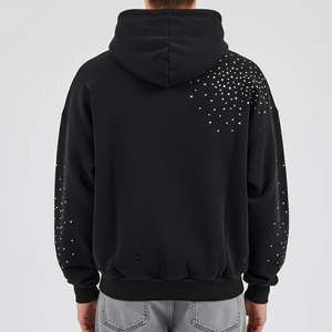 Dernier design, style streetwear, sweats à capuche pour hommes à épaules tombantes avec strass, couleur personnalisée, vente chaude, sweats à capuche à épaules tombantes avec strass OEM - Product Image 2