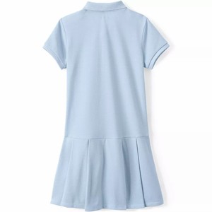 Uniforme escolar personalizado para niña de primaria, polo de algodón, vestido uniforme color azul bebé - Product Image 3