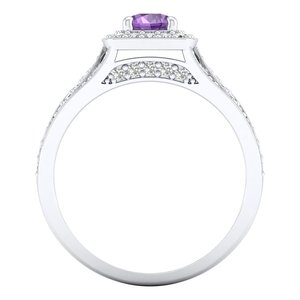 REYES Exclusive Design 925 Sterling Silver Round Cut 0.5CT Amethyst Gemstone Ring GRA Certified Moissanite Anniversary Gift Ring - Product Image 4