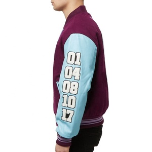 Vestes universitaires en chenille brodée de haute qualité, corps en laine, manches en cuir véritable, veste d'hiver pour hommes - Product Image 4