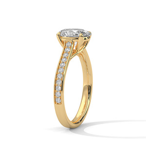 แหวนเพชรทองคำ 14K เพชรเพาะเลี้ยงในห้องปฏิบัติการ แหวนทองคำแท้ 18K สำหรับผู้หญิง สไตล์คลาสสิก รับรองโดย IGI แหวนหมั้น แหวนครบรอบ - Product Image 5