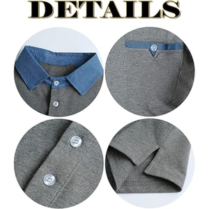 Polo à manches longues pour homme – Coupe ajustée, design basique avec poche, chemises de golf et décontractées pour hommes - Product Image 5