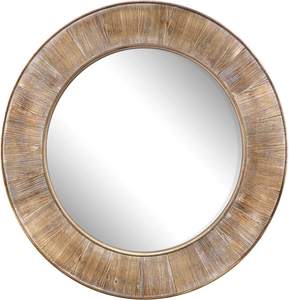 Rustic Round Wooden Wall <b>Mirror</b> for Bathroom Farmhouse Home Decor - Product Image 1