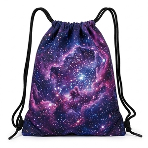 Mochila con cordón de poliéster con estampado espacial de galaxia, bolsa deportiva ligera con cordón para actividades escolares al aire libre - Product Image 1