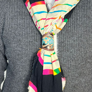 Western Hand Tooled Cow Leather Scarf Slide Wild Rag Ring Designer <b>Bandana</b> Slide <b>Women</b> Genuine Leather Neckerchief Scarf Woggles - Product Image 4