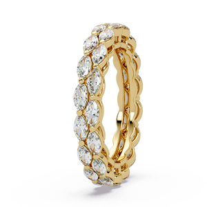 Anillo de Eternidad Clásico de Oro de 14K, Doble Hilera de Diamantes Cultivados en Laboratorio con Corte Marquesa, Anillo de Compromiso y Matrimonio Entrecruzado, Joyería para Mujer - Product Image 2