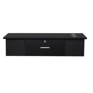 Station de coiffure murale pour salon avec armoire verrouillable et finition noire # # # #   Station de coiffure avec miroir pour bar à domicile et salon de coiffure - Product Image 1