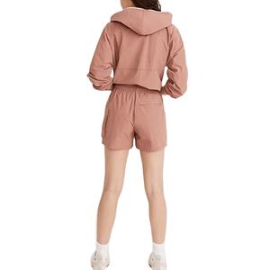 Conjunto Deportivo de 2 Piezas para Mujer, de Poliéster, con Bloques de Color, Transpirable, para Invierno, Estilo Urbano, Chaqueta Corta y Pantalones Cortos, Personalizable, 2026 - Product Image 6