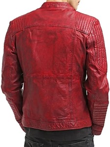 <b>Mens</b> Red Cafe Racer <b>Jacket</b> - Product Image 2
