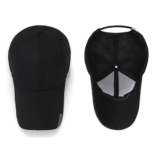 Gorra de Béisbol Negra de 6 Paneles, Ajustable, Unisex, Casual, de Color Sólido, Transpirable, de Poliéster, para Exteriores, Primavera, Verano, para Adultos - Product Image 3