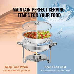 Set da Buffet in Acciaio Inossidabile da 4 Qt, 2 Pezzi, Scaldavivande per Catering con Ventilazione, Include 2 Vasche di Grandi Dimensioni - Product Image 5