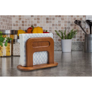Handcrafted Rounded Edge Wooden Napkin Stand – Solid Hardwood Tabletop Paper <b>Caddy</b> - Product Image 3