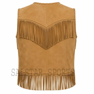 Gilet en cuir suédé de style western pour homme avec doublure personnalisée et franges |   Fournisseur de vestes en cuir artisanales de qualité supérieure - Product Image 2