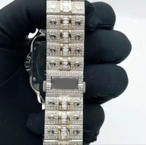 Montre mécanique de luxe en moissanite, testeur de diamants, montre pour homme en acier inoxydable, montre de rappeur sertie de diamants VVS - Product Image 5