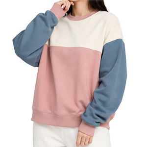 Sudadera de Bloques de Color para Mujer al por Mayor, Sudadera Personalizada de Forro Polar con Cuello Redondo, Estilo Casual Deportivo de Moda para Invierno, Fabricante de Ropa OEM - Product Image 1