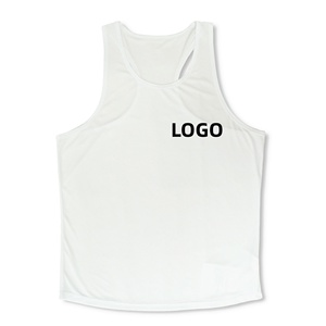 Men's Custom Logo Polyester/Cotton Quick Dry Sports Tank <b>Top</b> Workout Vest <b>Mesh</b> Gym Singlet - Product Image 1