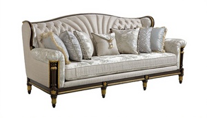 Royal Luxury Solid Teak <b>Wood</b> <b>Sofa</b> Set Classical 5 Seater Carved Fabric Couch Gold Coffee Side Table Living Room Villa Furniture - Product Image 2