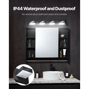 Moderna Lampada da Parete a 4 Luci LED per Specchio da Bagno, 25,59 Pollici, Nera, con Impermeabilità IP44 - Product Image 5