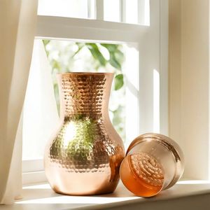 Set of two Copper <b>Mugs</b> With Hammered Texture And Brass Handle Vintage Style Home Drinkware Eco-Friendly - Product Image 4