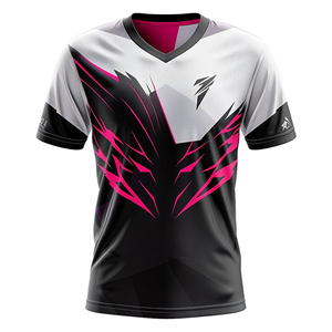 เสื้อเจอร์ซีย์แขนสั้นแบบซับลิเมชั่นสำหรับผู้ชาย ระบายอากาศได้ดีและดีไซน์ทันสมัย—พื้นสีขาวสะอาดตาพร้อมเส้นโค้งสีดำและสีส้มที่โดดเด่น - Product Image 5