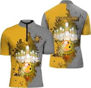Breathable Cheap Price Short Sleeves Fire Pattern Cricket Polo Shirt Design Team logo Name Custom <b>Bowling</b> Shirt - Product Image 1