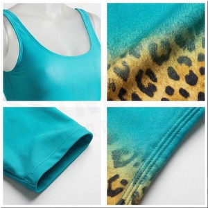 Maillot de bain une pièce pour femmes, imprimé léopard, dégradé bleu, bikini asymétrique drapé avec bas de string, vêtements de plage en spandex extensible - Product Image 5