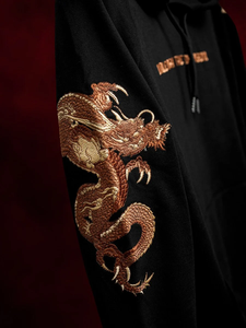 Mens hooded sweatshirt french terry blank plain <b>drop</b> shoulder hip hop custom embroidery - Product Image 4