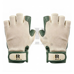 Guantes de Levantamiento de Pesas Unisex de Cuero Fresco con Correa de Muñeca Ajustable, Agarre Antideslizante Duradero, Diseño de Palma Acolchada, Medio Dedo para Gimnasio - Product Image 4