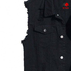 Gilet en jean personnalisé Ryan Pro Gear pour hommes, fermeture à boutons, tissu respirant avec logo personnalisé - Product Image 4
