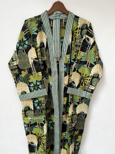 Bata Kimono con Estampado de Dibujos Animados para Mujer, Suave y Transpirable, de Algodón, para Verano, Hecha a Mano, ODM, Cuello en V, Cintura Elástica, Largo Completo - Product Image 2