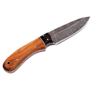 Couteau de chasse et de camping de qualité industrielle LEGACY BLADES, en acier Damas, lame fixe faite à la main, manche en bois naturel, couteau à dépecer OEM - Product Image 2