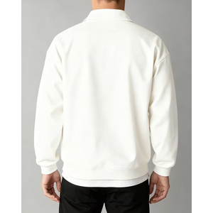 Men's Women's Plain Grey Half Zip Sweatshirt Oversized <b>Mock</b> <b>Neck</b> Cotton Custom Streetwear Pullover <b>Top</b> - Product Image 2