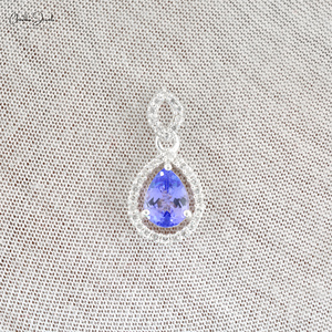Colgante de Tanzanita Natural con Corte de Pera de 8x6mm y Circonita Cúbica en Plata de Ley 925, Proveedores de Colgantes al por Mayor - Product Image 2