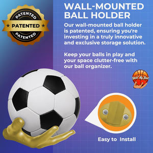 Soporte de Pared Dorado para Almacenamiento, Gancho para Baloncesto, Fútbol, Voleibol, Organizador para el Hogar - Product Image 4