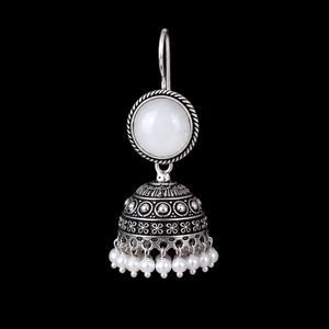 Pendientes Colgantes de Estilo Bohemio, Chapados en Plata Antigua, con Perlas de Piedra Vintage y Aleación de Zinc y Latón, para Bodas Indias - Product Image 5