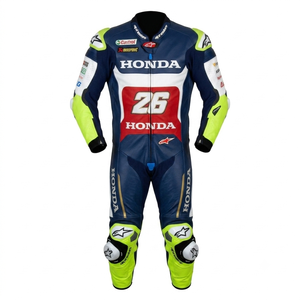 Traje de Carreras MotoCP de Cal Crutchlow, Traje de Cuero Completo Premium de Una Pieza para Días de Pista con Deslizadores, Mono/Traje con Protección Nivel 2 CE - Product Image 1