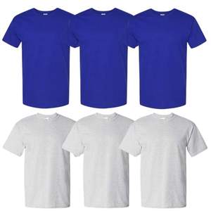 Camiseta Casual Azul de Manga Corta para Hombre, 100% Algodón Popelina, Cuello en V, Teñido Liso, para Verano - Product Image 5