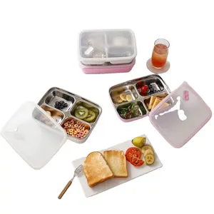 [Pyeong Ahn]Children's 4 Bowl Button food tray No harm for children Ivory Foos tray Cute tray with lid Made in korea