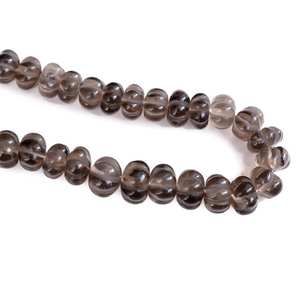 Cuentas de Cuarzo Ahumado Natural Talladas en Forma de Melón, Piedras Preciosas Sueltas de Alta Calidad para la Fabricación de Joyas - Product Image 4