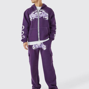 Conjunto Deportivo de Algodón Lavado Estilo Vintage para Hombre, Sudadera con Capucha y Pantalones con Logotipo Personalizado, Ropa Deportiva Informal de Alta Calidad - Product Image 1