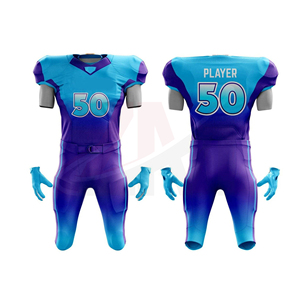 Uniforme de Fútbol Personalizado para Hombre, Número 50, Azul y Morado, Sublimado, Poliéster Transpirable, Talla Adulto, Diseño con Cuello en V - Product Image 3