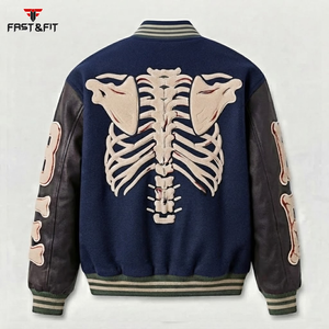 Veste de baseball en toile avec patch en chenille personnalisé, logo personnalisé, tendance, pour hommes, hiver - Product Image 5