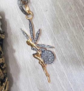 Colgante Golden Dreamer Druzy de Plata de Ley 925 con Diamantes Naturales Engastados, Chapado en Rodio Negro Vintage, Joyería de 40x15MM - Product Image 3
