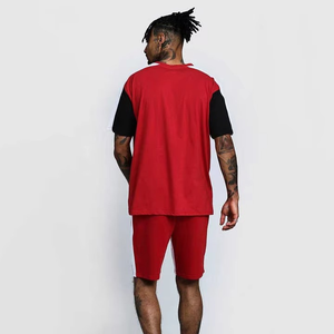 Conjunto de 2 Piezas de Camiseta y Pantalones Cortos de Punto Vintage para Hombre, Ecológicos, de Verano, Casuales, de Poliéster/Algodón, de Fabricante OEM - Product Image 5