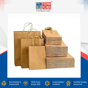 Sac en papier kraft de qualité supérieure, de taille personnalisée, multicolore, de qualité alimentaire, à fond carré, avec poignée, fabriqué en Inde - Product Image 5