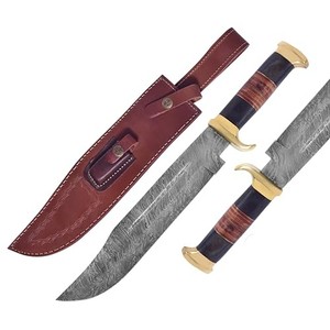 Handmade Damascus Steel Fixed Blade Razor Sharp Outdoor Hunting <b>Knife</b> with Leather Sheath High Quality OEM ODM Customizable - Product Image 1