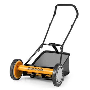 Orange 16-Inch <b>Push</b> Lawn <b>Mower</b> with Grass Catcher Bag - Product Image 2