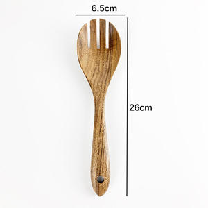 Ensemble de service à salade en bois de luxe, cuillère et fourchette artisanales, ustensiles de service en bois naturel, accessoires de cuisine et de salle à manger, style rustique artisanal - Product Image 5