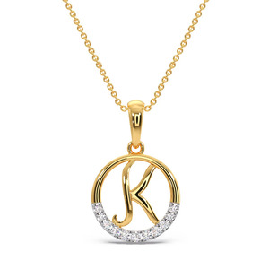 Collier pendentif géométrique ajouré avec initiale K en diamant - Product Image 1