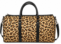 Bolsa de Deporte de Piel Auténtica con Estampado de Leopardo, Bolsa de Viaje de Lujo, Bolsa de Fin de Semana, Equipaje de Viaje, Bolsa de Gimnasio de Poliéster, Venta al Por Mayor